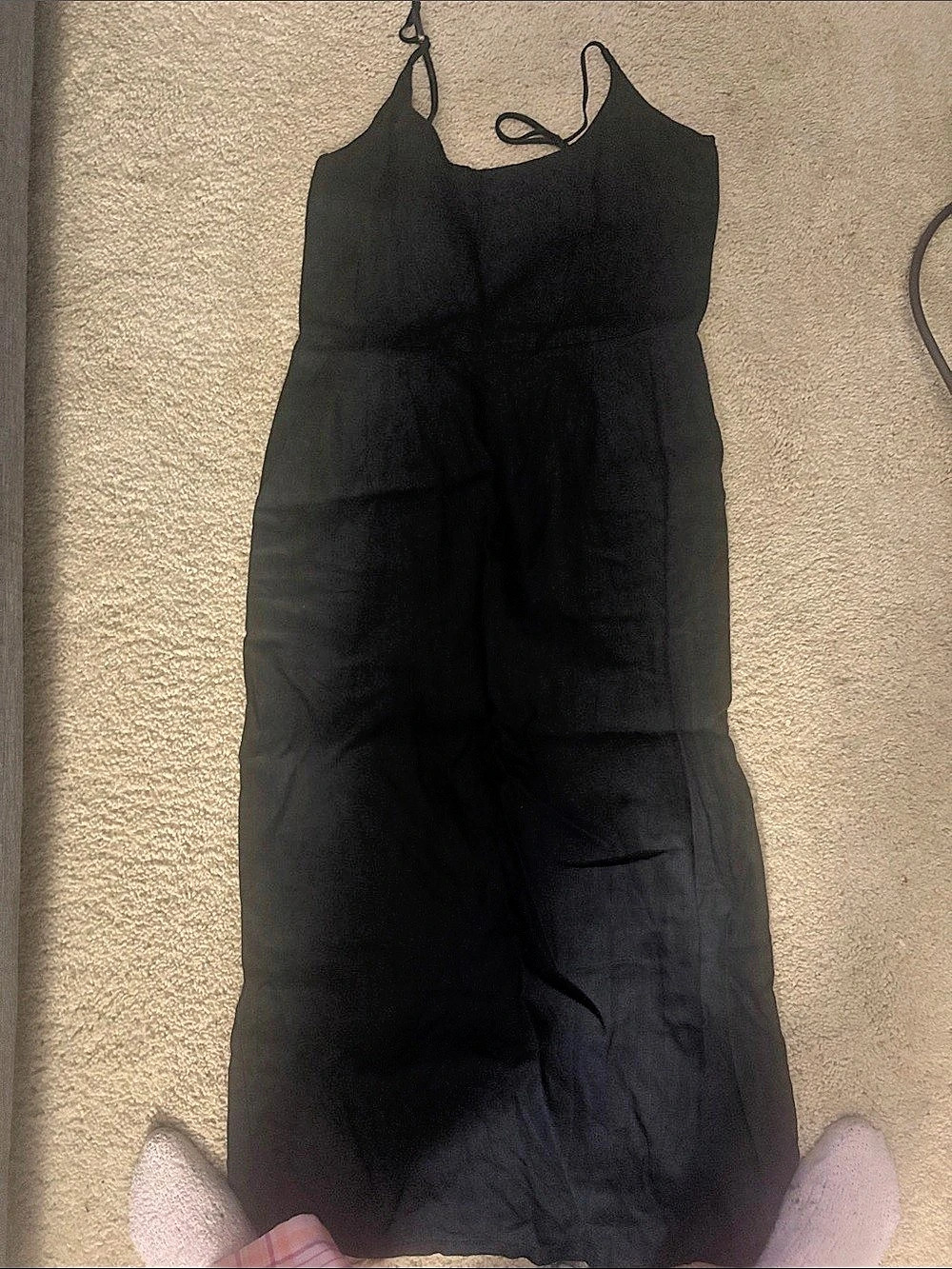 Quince 100% European Linen Smocked Midi Dress Black Small